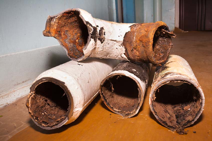 corroded sewer pipes
