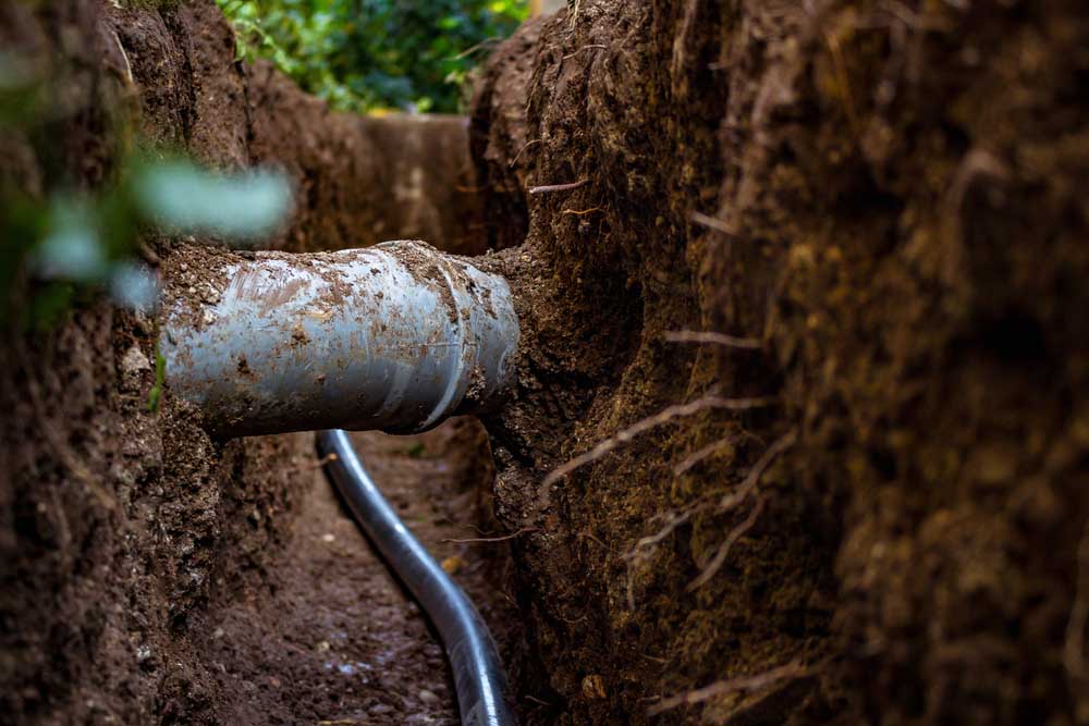 tree roots near sewer pipe lines